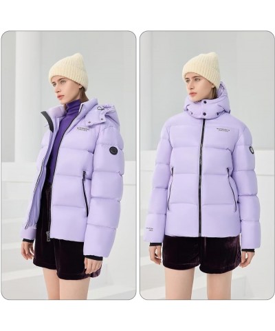 Eileen Gu Ailing Same Style Women's Thickened Winter Down Jacket, Detachable Hood Down Jacket Fashion Casual Jacket Purple $1...