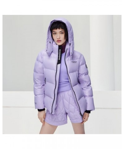 Eileen Gu Ailing Same Style Women's Thickened Winter Down Jacket, Detachable Hood Down Jacket Fashion Casual Jacket Purple $1...