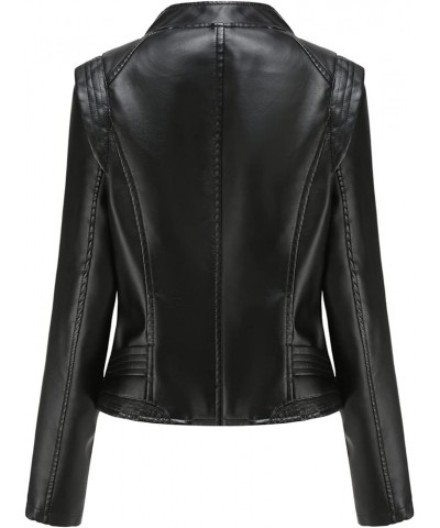 Fashion Faux Leather Jacket Women Pu Zip-up Short Top Outwear Fitted Slim Coat Black $17.84 Jackets