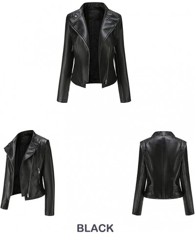 Fashion Faux Leather Jacket Women Pu Zip-up Short Top Outwear Fitted Slim Coat Black $17.84 Jackets