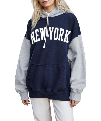 Womens Pullover Hoodies Oversized Graphic Color Block Novelty Hoodie Sweatshirts with Pockets Blue+ New York $12.99 Hoodies &...