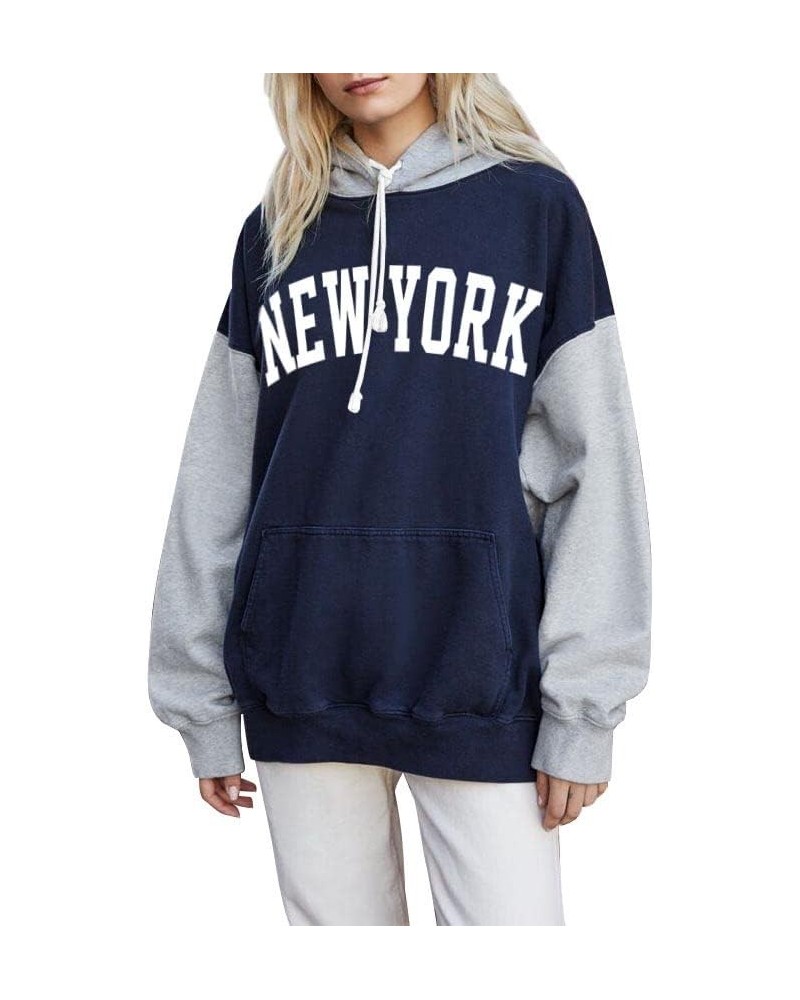 Womens Pullover Hoodies Oversized Graphic Color Block Novelty Hoodie Sweatshirts with Pockets Blue+ New York $12.99 Hoodies &...