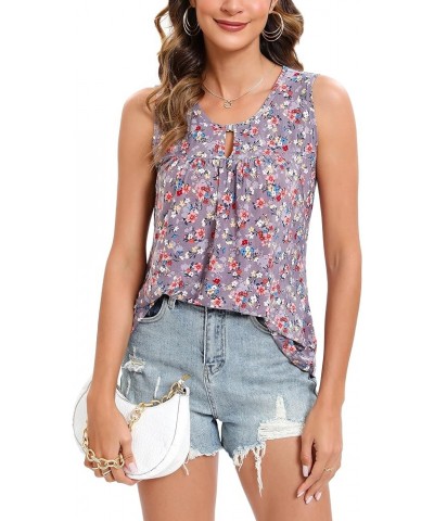 Sleeveless Tops for Women V Neck Tank Top Tops Tee Shirts Casual Loose Fit 2024 Fashion P09 Flower $11.50 Tanks