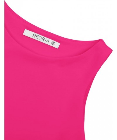 Women's Sexy Sleeveless Racer Back Tank Tops Halter Neck Crop Tops Neon Rose Red $14.99 Tanks