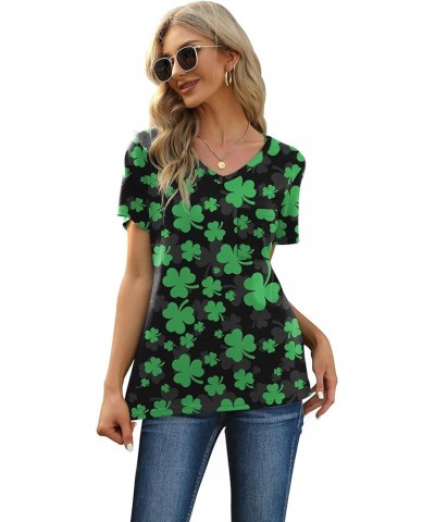 Women's Short Sleeve Pajama Sets with Pockets Casual V Neck 2 Piece Lounge Sets S-3XL Clover $13.06 Sleep & Lounge