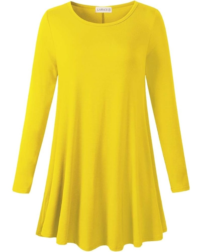 Plus Size Tunic Tops Long Sleeve Shirts for Women Swing Flowy Loose Fit Clothes for Leggings Yellow $15.28 Tops