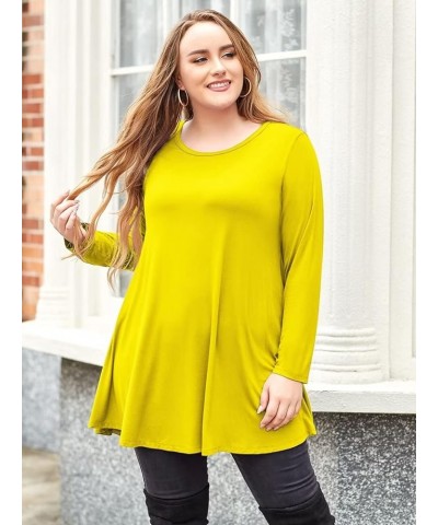 Plus Size Tunic Tops Long Sleeve Shirts for Women Swing Flowy Loose Fit Clothes for Leggings Yellow $15.28 Tops