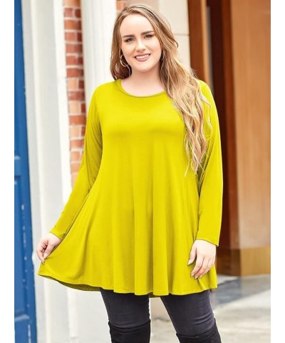 Plus Size Tunic Tops Long Sleeve Shirts for Women Swing Flowy Loose Fit Clothes for Leggings Yellow $15.28 Tops