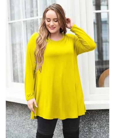 Plus Size Tunic Tops Long Sleeve Shirts for Women Swing Flowy Loose Fit Clothes for Leggings Yellow $15.28 Tops