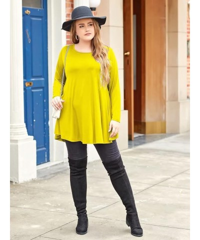 Plus Size Tunic Tops Long Sleeve Shirts for Women Swing Flowy Loose Fit Clothes for Leggings Yellow $15.28 Tops