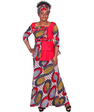 2 Piece Skirt Set African Skirts for Women Print Long Sleeve Blouse and Skirt Suits Color_14 $36.12 Suits