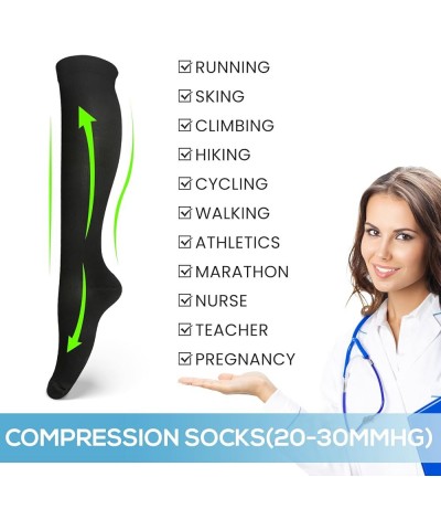 Compression Socks for Women 6 Pairs Circulation 20-30mmHg, Best for Running, Nurses, Pregnant, Sports and Athletic Black $14....