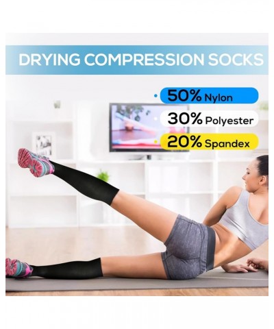 Compression Socks for Women 6 Pairs Circulation 20-30mmHg, Best for Running, Nurses, Pregnant, Sports and Athletic Black $14....