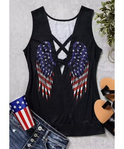 American Flag Tank Tops Women USA Stars Stripes Patriotic T Shirt Summer Casual Sleeveless Vest Tees Black $13.19 Tanks