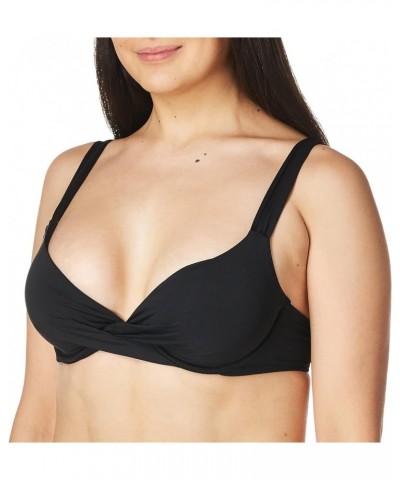 Women's Over The Shoulder Underwire Twist Sexy Bikini Swim Top Black $20.80 Swimsuits