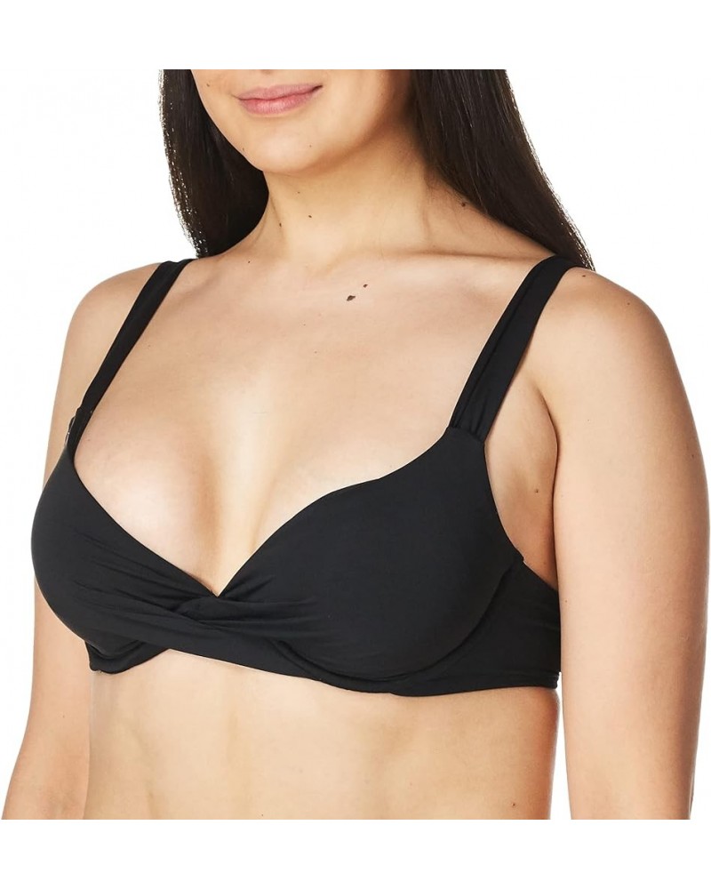 Women's Over The Shoulder Underwire Twist Sexy Bikini Swim Top Black $20.80 Swimsuits