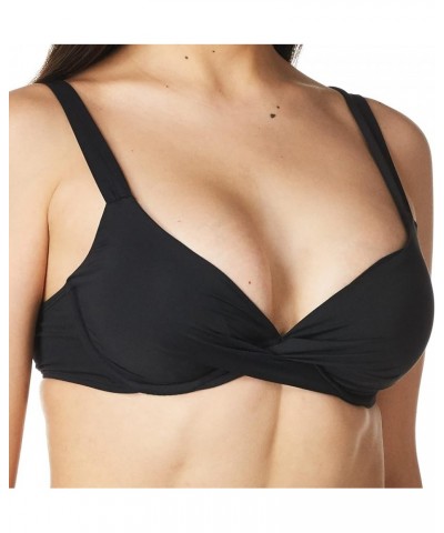 Women's Over The Shoulder Underwire Twist Sexy Bikini Swim Top Black $20.80 Swimsuits