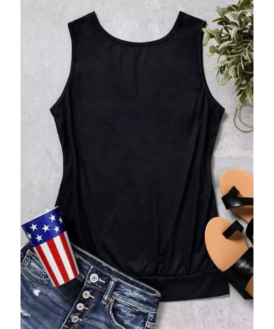 American Flag Tank Tops Women USA Stars Stripes Patriotic T Shirt Summer Casual Sleeveless Vest Tees Black $13.19 Tanks