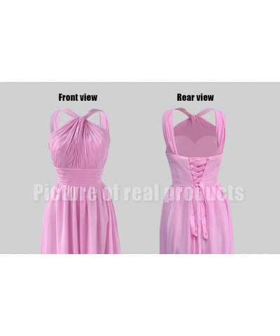 Long Halter Bridesmaid Dresses for Women 2024 A-line Maxi Formal Dresses Elegant with Pockets Dark Pink $24.50 Dresses