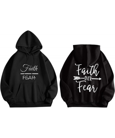 Oversized Hoodie For Women Faith Over Fear Sweatshirts Casual Shape Print Long Sleeve Hooded Drawstring Pullover Hoodie Tops ...