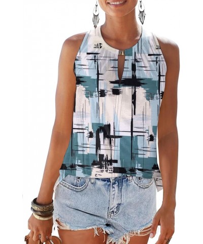 Womens Halter Tops Racerback Sleeveless Tank Tops Cute Printed Yoga Running Summer Tee Shirts Tie Blue2 $11.21 Tanks