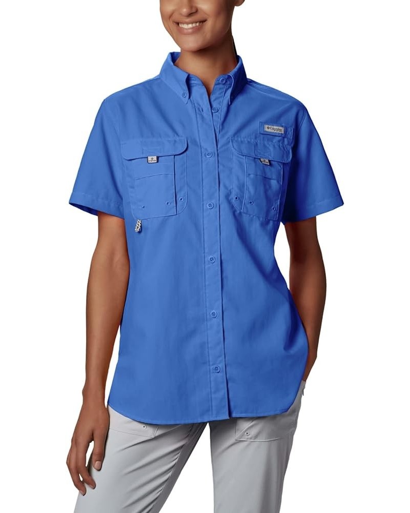 Women's Bahama Short Sleeve Shirt Blue Macaw $27.94 Blouses