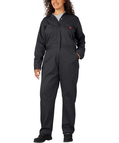 womens Plus Size Long Sleeve Coverall Black $27.30 Overalls