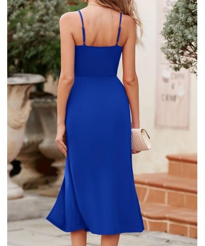 2023 Women's Spaghetti Straps Dress Cowl Neck Lace Ruched Dress Wedding Guest Dresses Royal Blue $21.15 Dresses