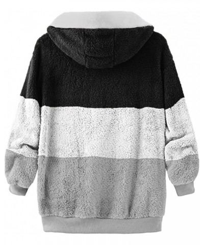 Womens Coats Fashion Plush Zipper Long Sleeve Stitching Warm Sweater Tops Coat Winter Black $18.59 Jackets