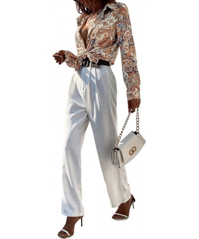 Women's Chiffon Sexy Leopard V Neck Long Sleeve Blouse Shirt Tops Beige Paisley $16.56 Blouses