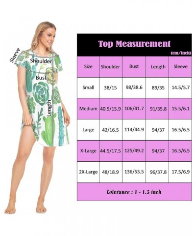 Women's PJ Nightshirt, Short Sleeves Nightgown Sleepwear Lingerie Sleep Dress(S-2XL) Multi 3 $14.00 Sleep & Lounge