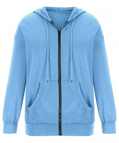 Women's Oversized Zip Up Hoodies Sweatshirts Cute Hooded Pullover Tops Sweaters Casual Fall Jackets with Pockets A Blue $10.3...