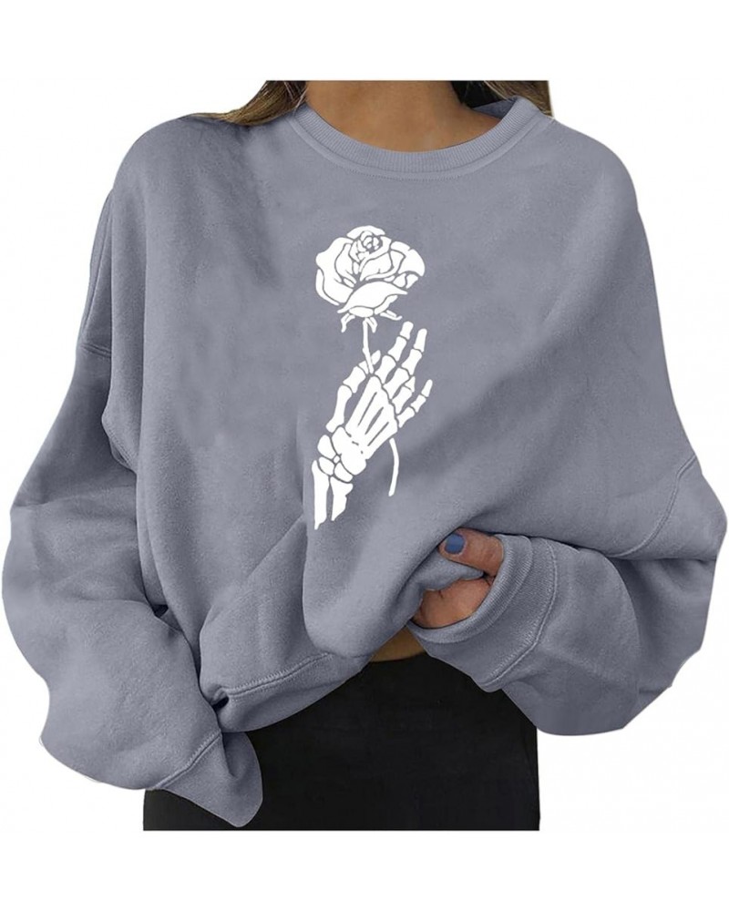 Oversized Sweatshirt for Women Vintage Graphic Fashion Casual Crewneck Long Sleeve Pullover Sweatshirt Tops Shirt Ha4-gray $6...