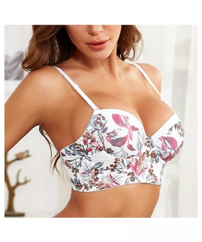 Women's Lingerie Sexy Sleep Lounge Print Bra Sling Steel Ring for Sex Naughty Play White-c $9.34 Sleep & Lounge