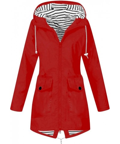 Jackets for Women Waterproof Rain Jacket with Hood Long Lightweight Outdoor Raincoat Zipper Lightweight Raincoat Rain Jacket ...