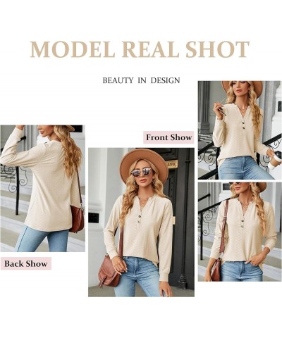 Women's Casual V Neck Tunic Tops Long Sleeve Blouse Textured Cute Top Fall 2023 Office Trendy Pullover Blouses Apricot $13.24...