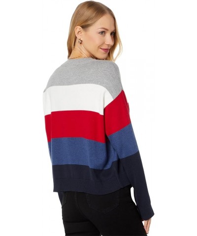 Women's Striped Crewneck Everyday Sweater Light Heather Fawn/Ivory/Scarlet/Denim Heather/Sky Captain $30.14 Sweaters