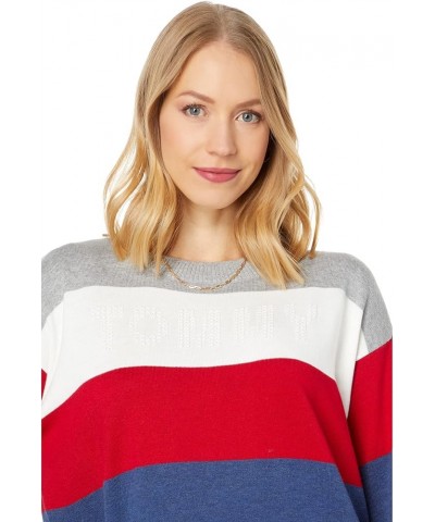 Women's Striped Crewneck Everyday Sweater Light Heather Fawn/Ivory/Scarlet/Denim Heather/Sky Captain $30.14 Sweaters