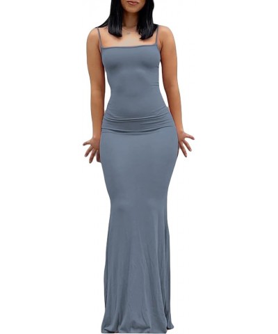 Women Spaghetti Strap Casual Maxi Dresses Sleeveless Cami Dress Party Club Bodycon Dress A Dusty Blue $14.50 Dresses