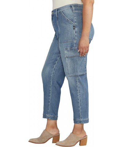 Women's Plus Size Denim High Rise Cargo Pants Med Wash Acs251 $32.18 Jeans