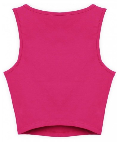 Women's Casual Sleeveless Square Neck Solid Color Cropped Basic Tank Top Hot Pink $9.35 Tanks