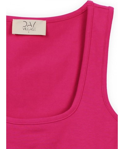 Women's Casual Sleeveless Square Neck Solid Color Cropped Basic Tank Top Hot Pink $9.35 Tanks