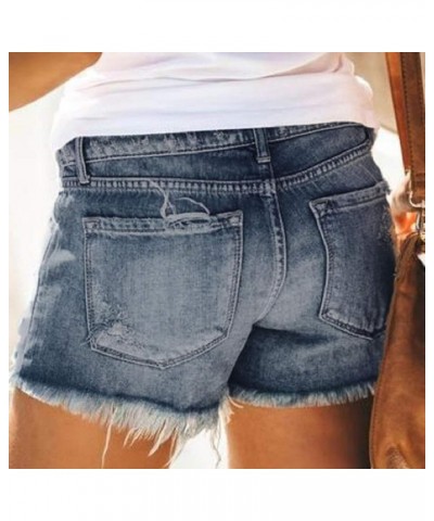 Jean Shorts Womens Juniors Casual Summer Mid Waisted Stretchy Rolled Hem Tassels Denim Shorts with Pockets Z1-sky Blue $4.70 ...