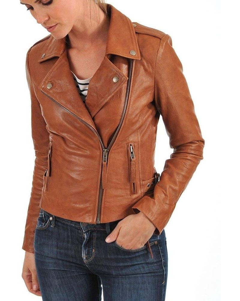 Lambskin Leather Moto Biker Jacket - Winter Wear Brown101fc $73.50 Coats