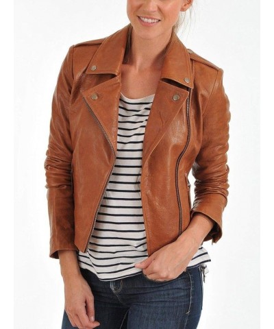 Lambskin Leather Moto Biker Jacket - Winter Wear Brown101fc $73.50 Coats