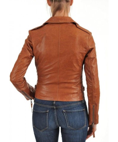 Lambskin Leather Moto Biker Jacket - Winter Wear Brown101fc $73.50 Coats