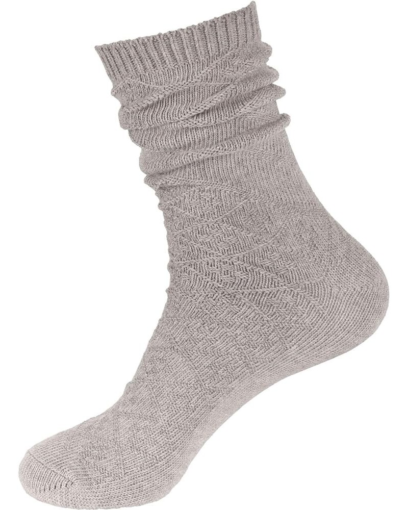 Soft Warm Crew Boot Slouch Socks for Women, Ladies and Girls, Vintage Cabin Tube Socks Pattern Design Grey $11.19 Activewear