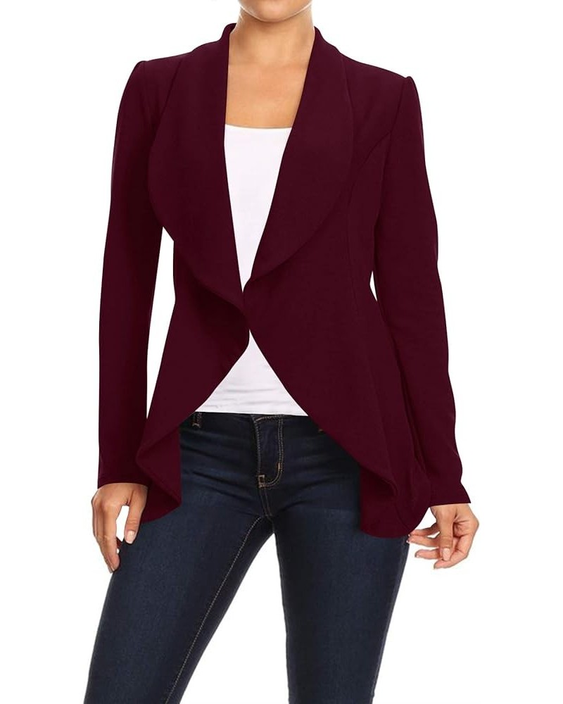 Women's Casual Office Work Wear Long Sleeves Open Front Solid Basic Blazer Jacket S-3XL Hbl00866 Plum $13.22 Blazers