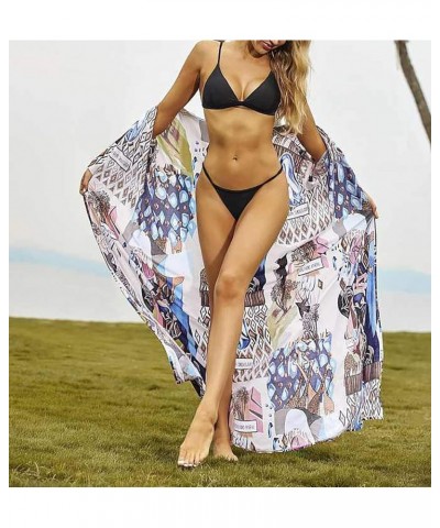 Bestyyou Women's Printed Kimono Cardigan with Tie Long Robe Dress Belted Bikini Swimsuit Cover Up Swimwear Printed 1 $16.42 S...