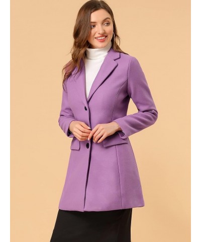 Women's Notched Lapel Single Breasted Outwear Winter Coat Light Purple $41.50 Coats